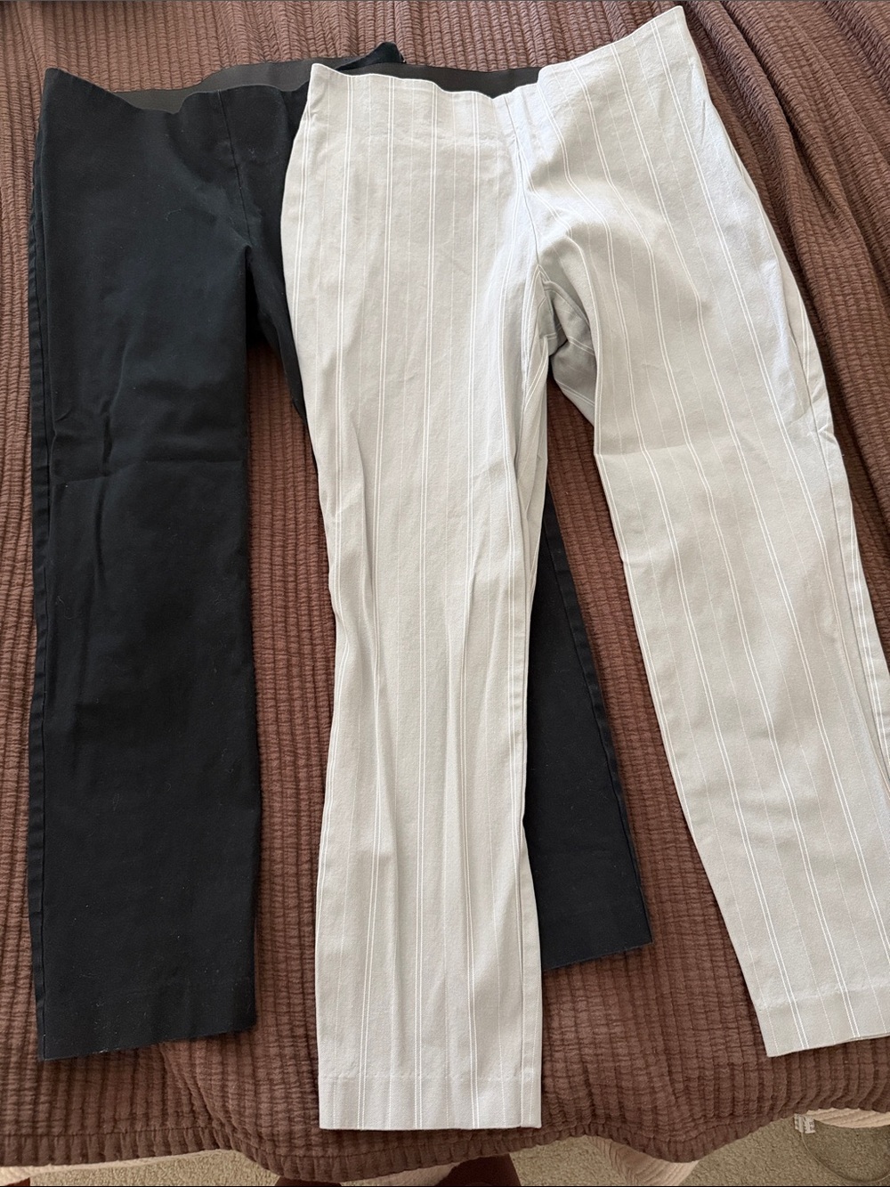 Pair of Slim Pants in Black and Light Gray Pinstripe